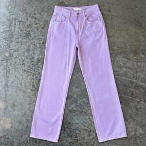 ENGLISH FACTORY Lavender Purple Denim Wide Leg Jeans Pastel High Rise Cotton Med